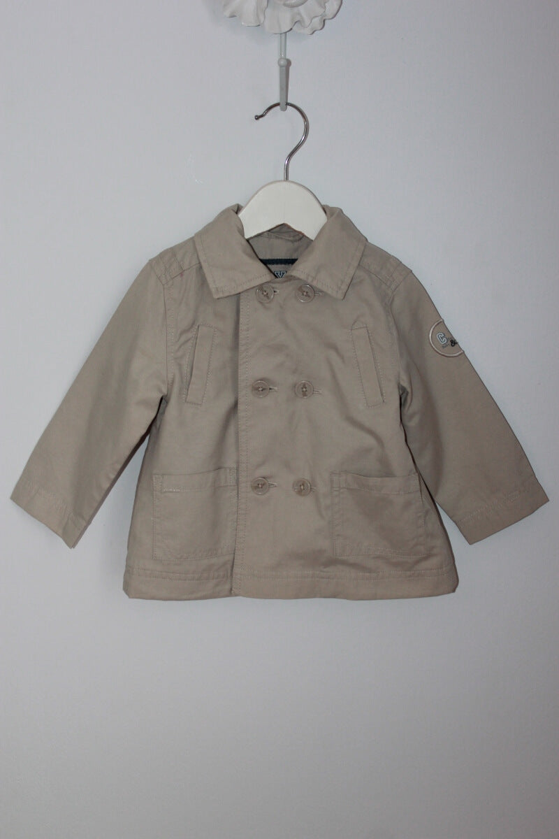 tweedehands beige trenchcoat in maat 68 voor een baby jongen van cyrillus