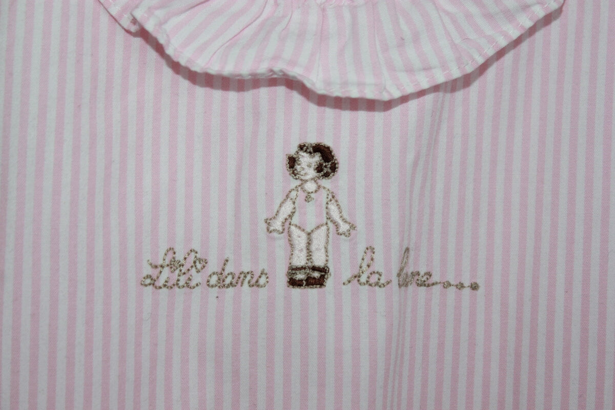 preloved katoenen roze met wit gestreept mouwloos nachthemd  in maat 92 van dis a la lune de revenir