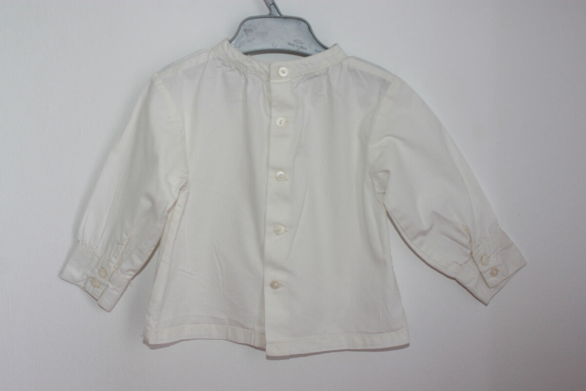 tweedehands katoenen creme blouse met lange mouwen van dpam in maat 68 voor een baby meisje