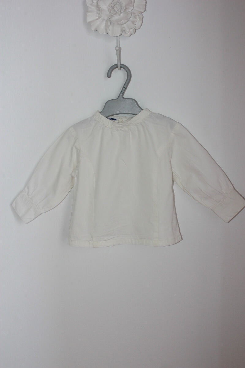 tweedehands katoenen creme blouse met lange mouwen van dpam in maat 68 voor een baby meisje