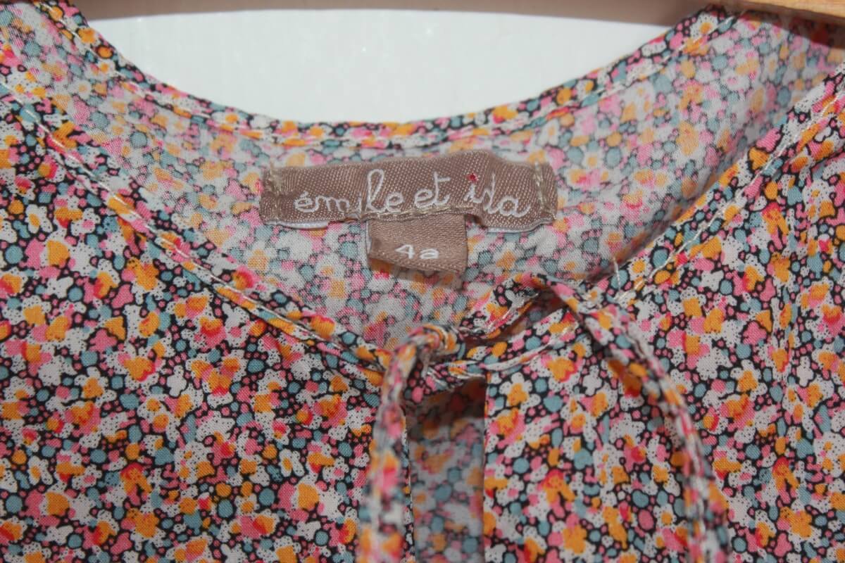 Tweedehands katoenen liberty blouse in multicolour met korte mouwen, maat 104 voor een meisje van emile et ida