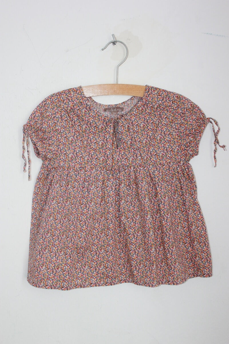 Tweedehands katoenen liberty blouse in multicolour met korte mouwen, maat 104 voor een meisje van emile et ida