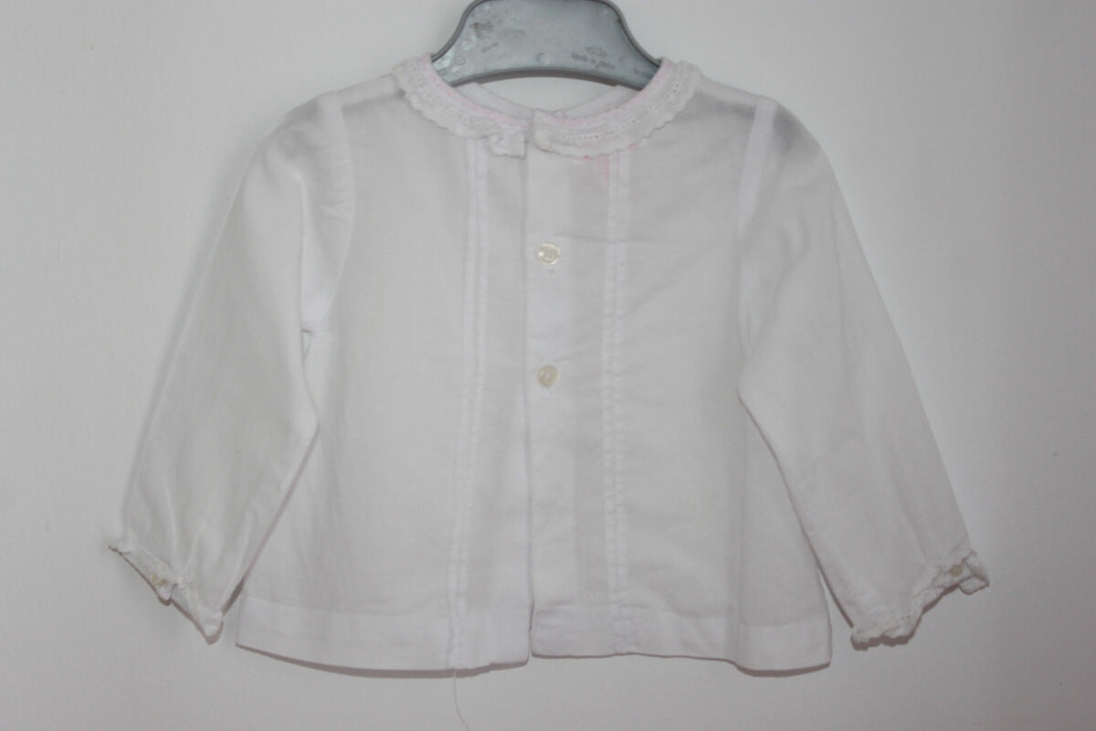 tweedehands witte blouse met lange mouwen in maat 62 voor een baby meisje van gocco