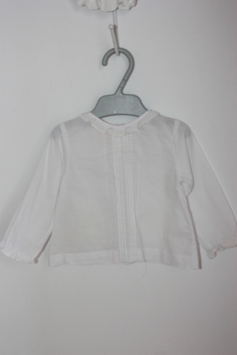 tweedehands witte blouse met lange mouwen in maat 62 voor een baby meisje van gocco