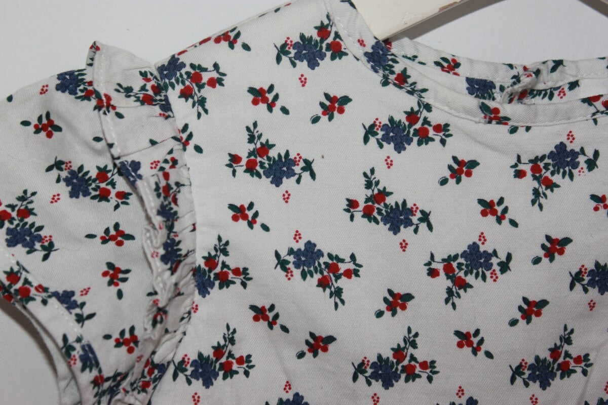 gebloemde katoenen jurk met korte mouwen en bijpassende bloomer in multicolour van gocco in maat 80