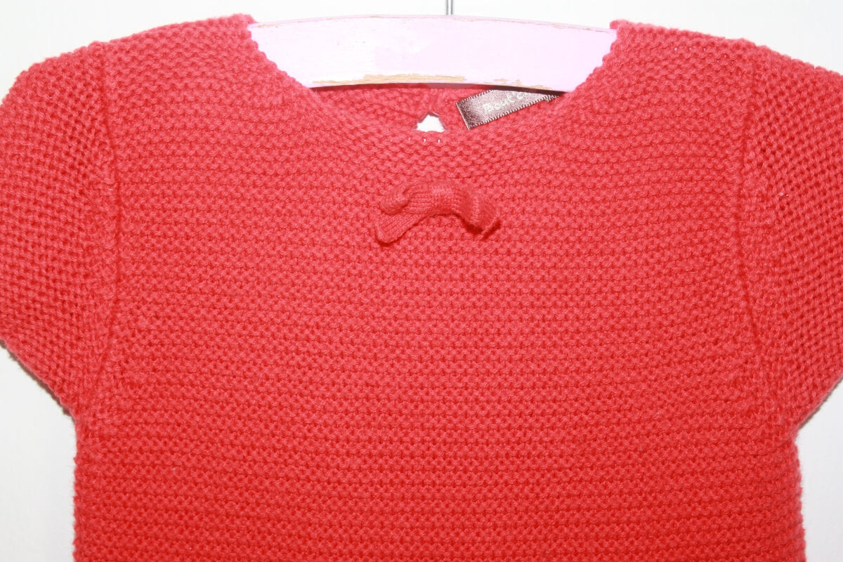 tweedehands oranje gebreide jurk met korte mouwen in maat 74 van grain de ble