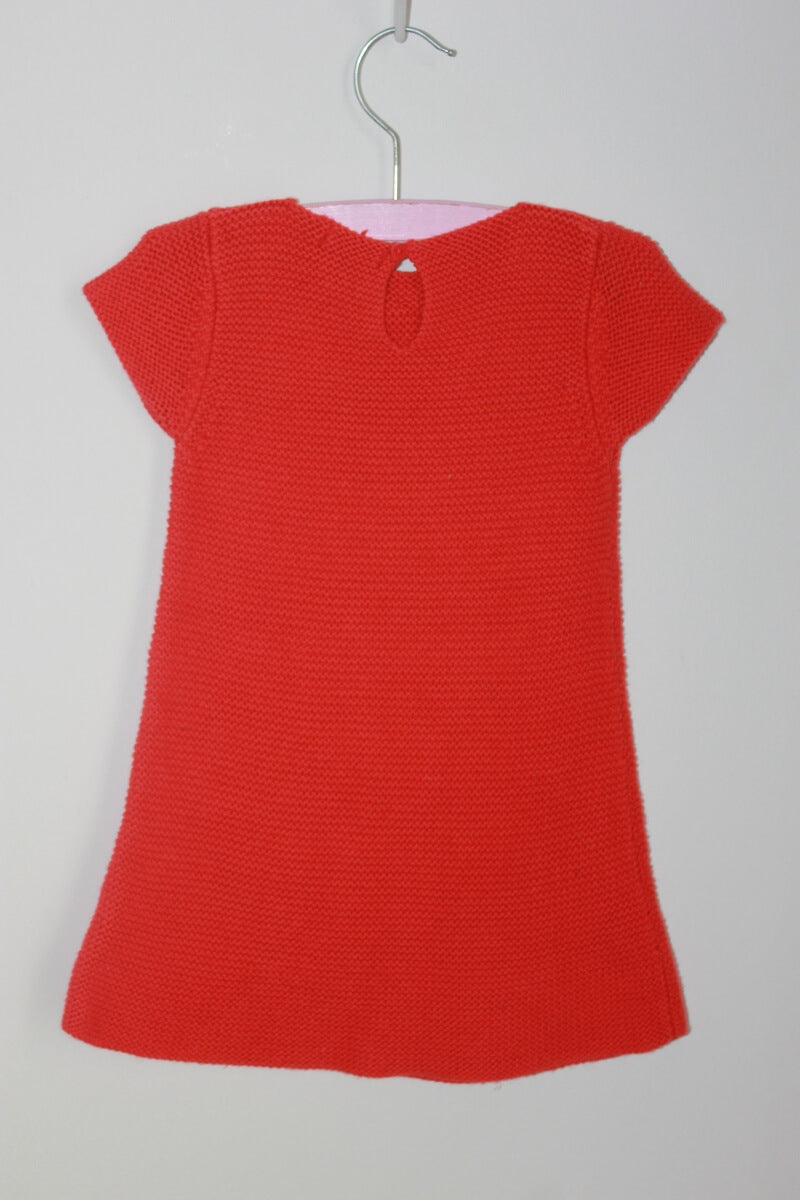 tweedehands oranje gebreide jurk met korte mouwen in maat 74 van grain de ble