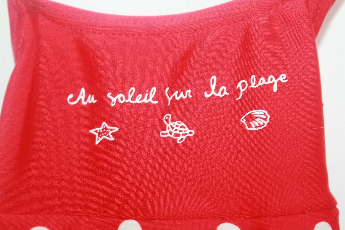 tweedehands rood badpak met witte stippen in maat 74-80 van H&M 