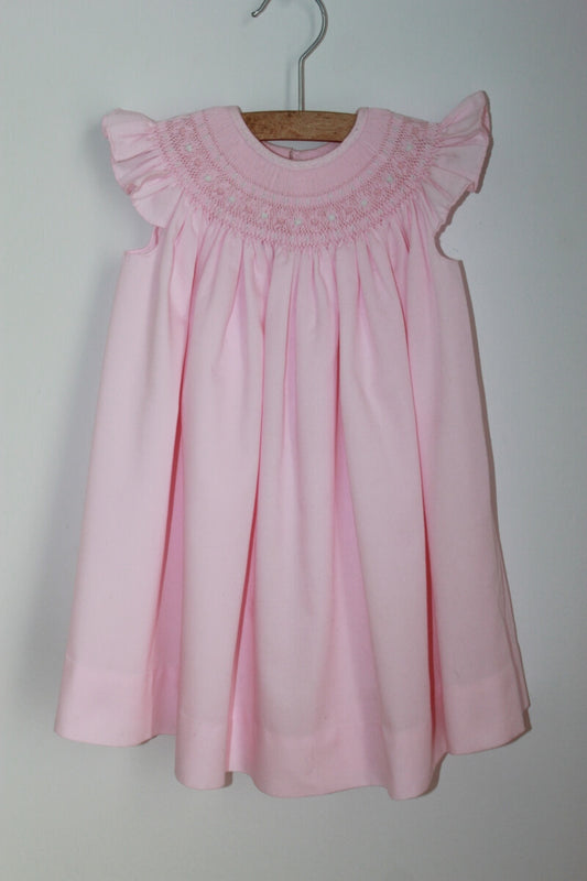 tweedehands roze gesmockt zomers jurkje met korte mouwen van juana maria in maat 74