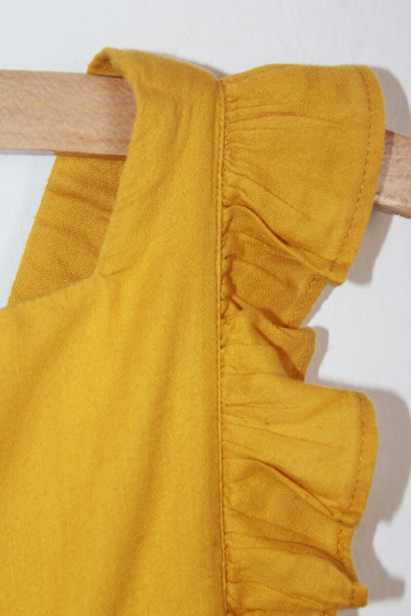 tweedehands katoenen zomerse mosterdgele zomerse jurk in maat 86-92 van kiabi