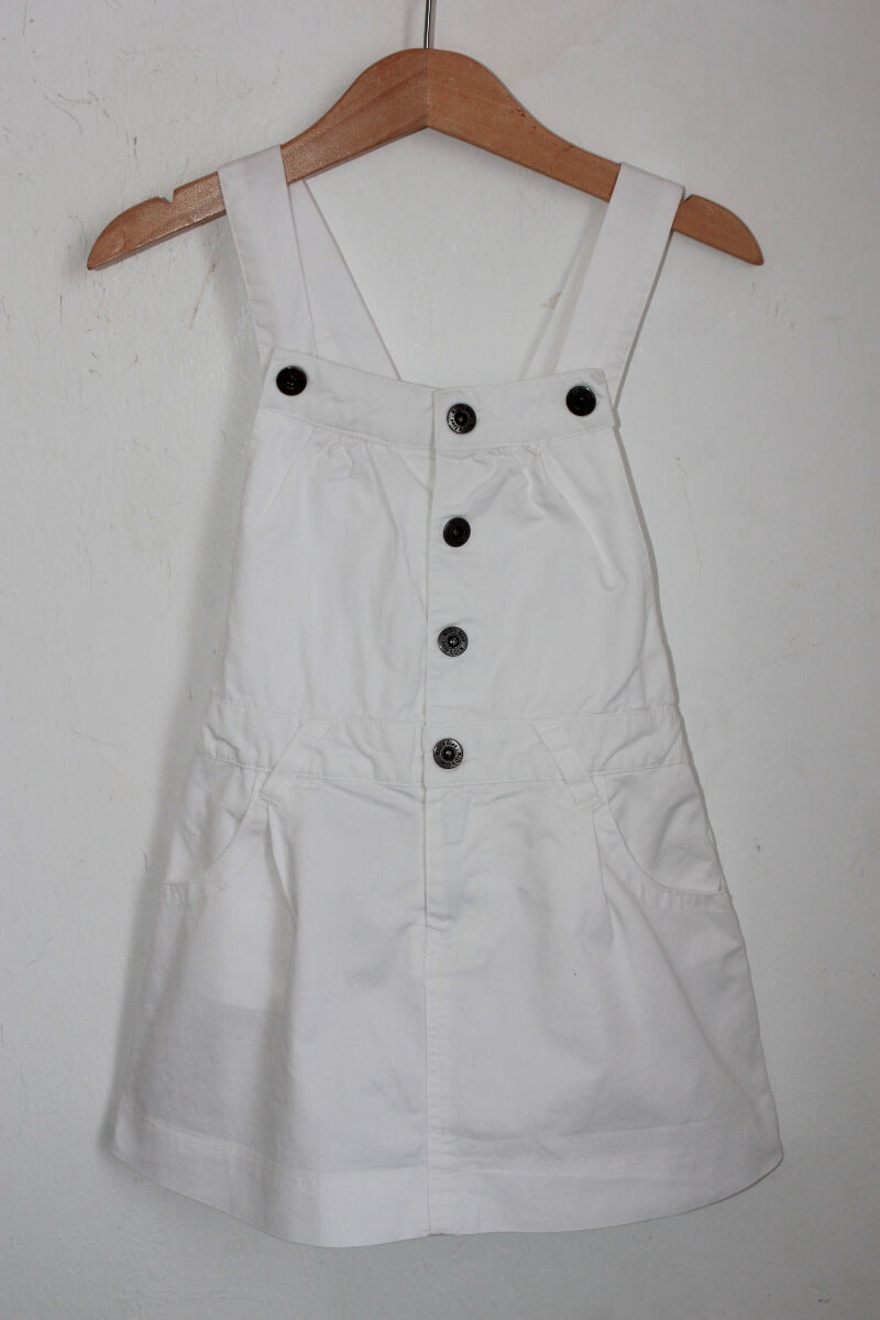 Tweedehands zomerse katoenen witte salopette jurk in maat 92 van la redoute