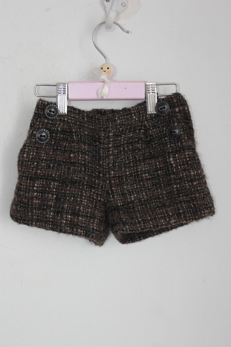 tweedehands grijs gemeleerde winterse korte broek in maat 92 van lili gaufrette voor een meisje