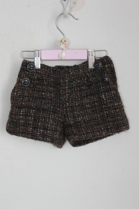 tweedehands grijs gemeleerde winterse korte broek in maat 92 van lili gaufrette voor een meisje