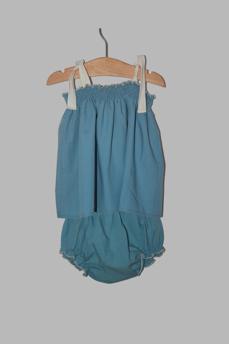 tweedehands katoenen zomers blauw setje in maat 74  voor een baby meisje van mi pequeno lucas