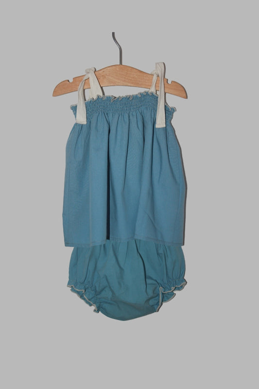 tweedehands katoenen zomers blauw setje in maat 74  voor een baby meisje van mi pequeno lucas