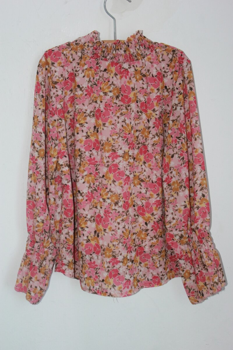 tweedehands gebloemde blouse in multicolour met lange mouwen in maat 128 voor een meisje van mini mignon 