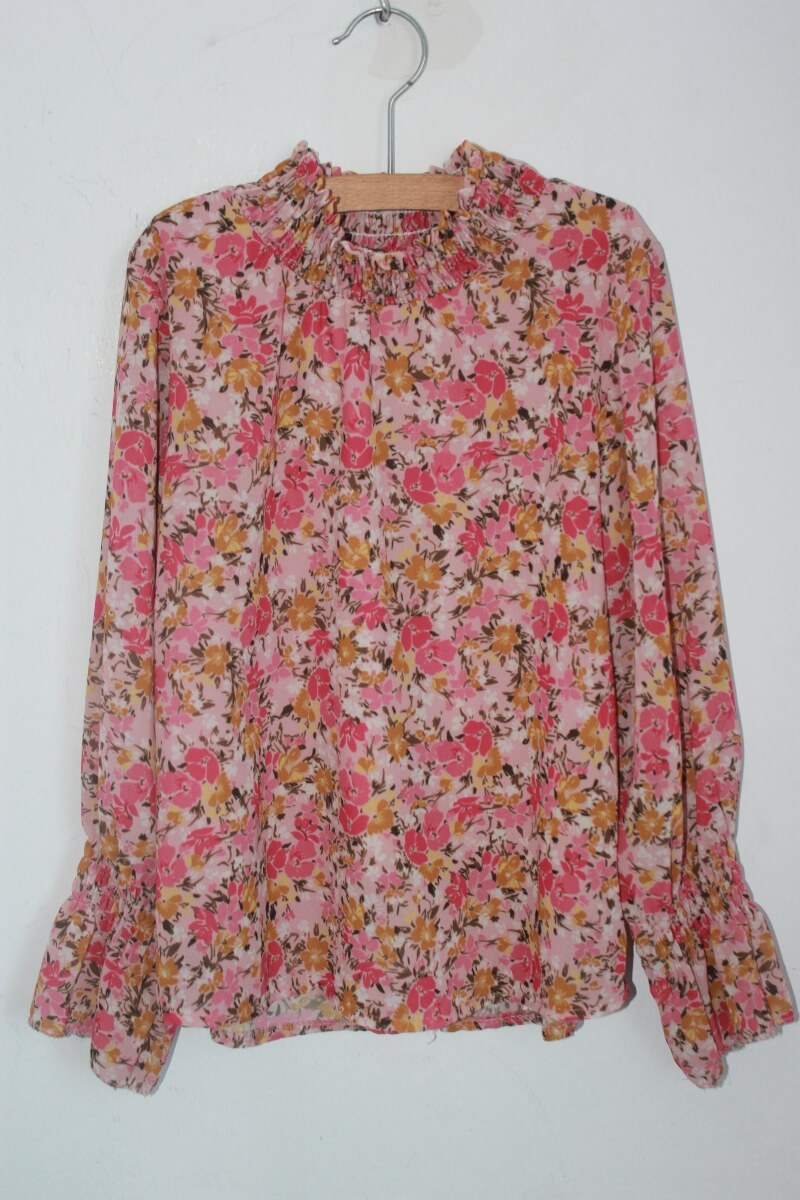 tweedehands gebloemde blouse in multicolour met lange mouwen in maat 128 voor een meisje van mini mignon 
