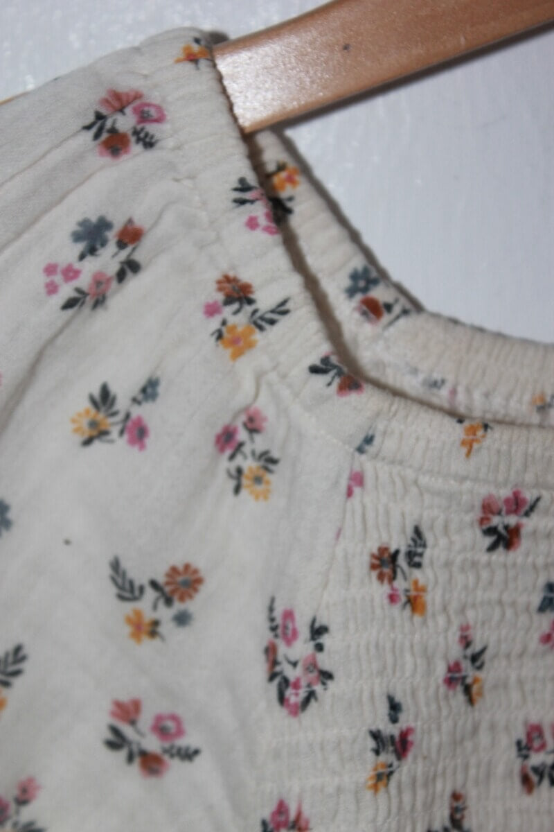 tweedehands katoenen zomerse gebloemde jurk in multicolour, met korte mouwen, maat 110 van monoprix