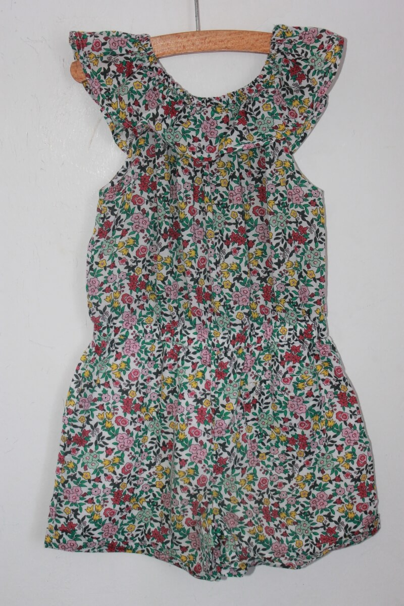 tweedehands korte zomerse liberty jumpsuit in multicolour, maat 110 van monoprix