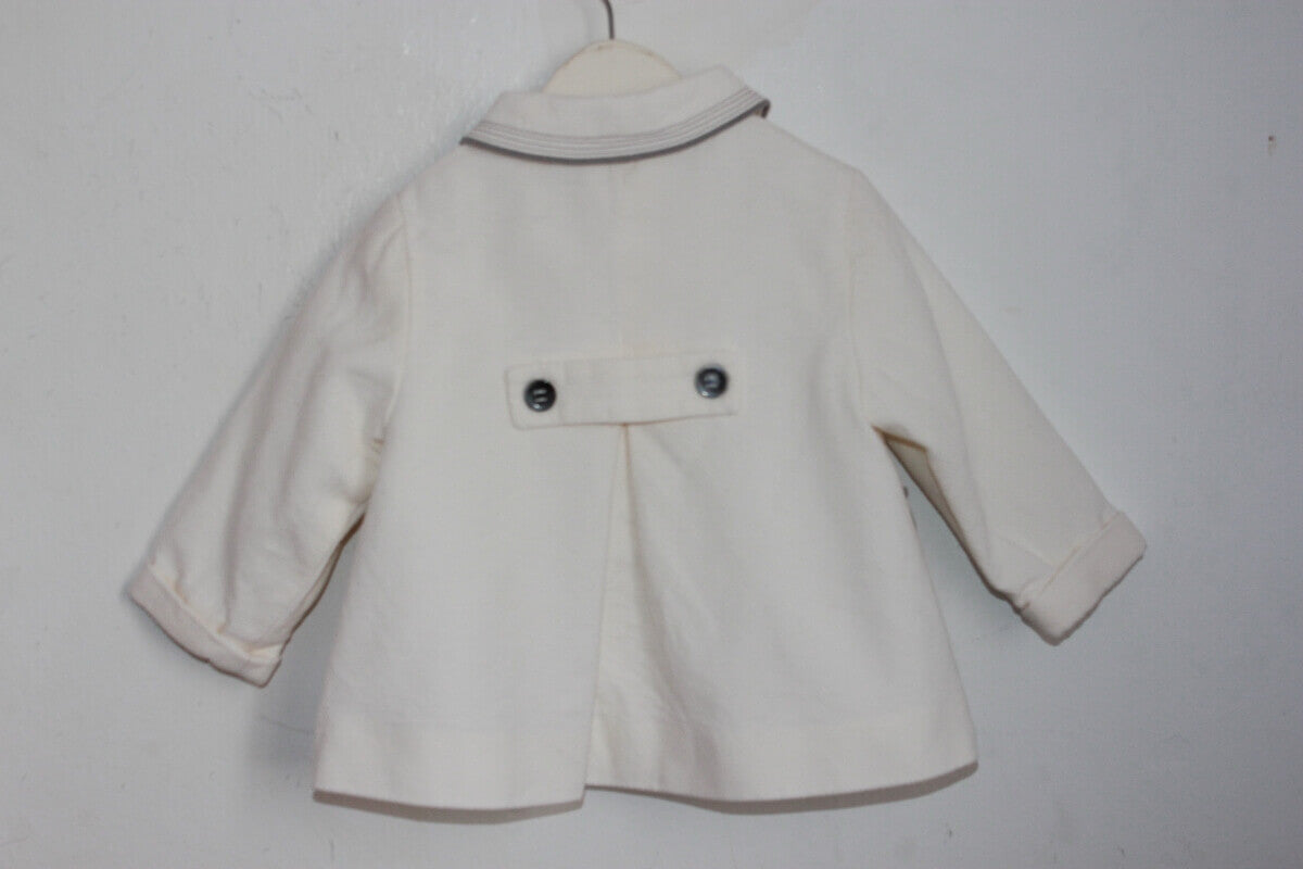 tweedehands unisex katoenen zomerse ecru  jas met grijze details van Nanos in maat 68