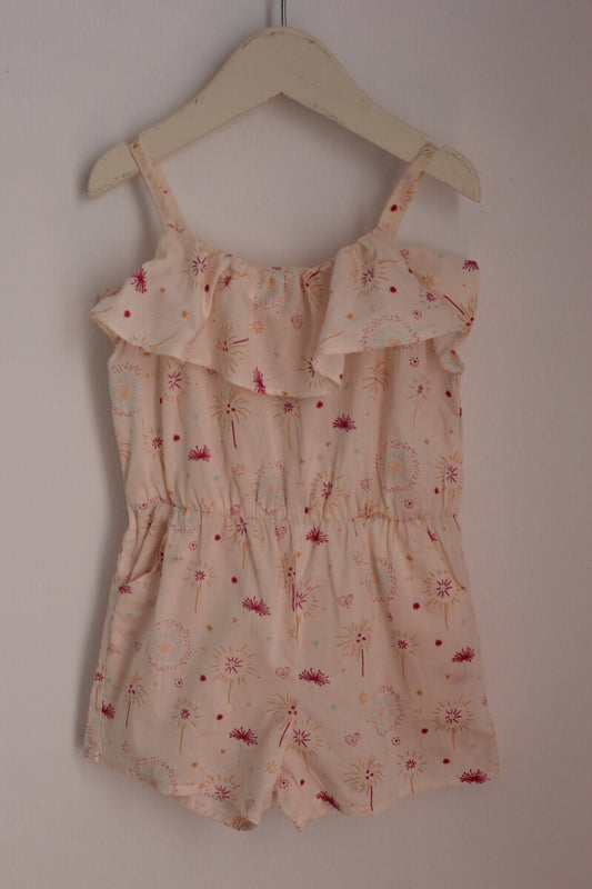 tweedehands katoenen zomerse korte jumpsuit in multicolour maat 80 voor een baby meisje van natalys