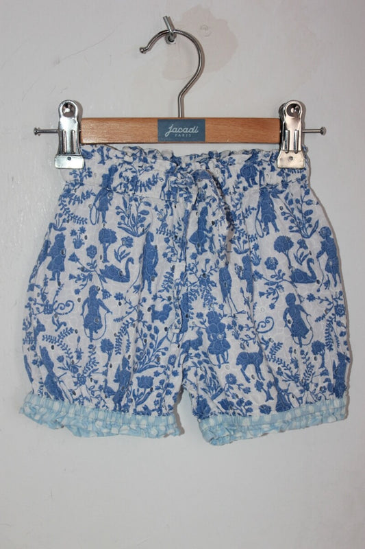 tweedehands katoenen zomerse blauw met witte korte broek in maat 74 voor een baby meisje van nathalie lété x monoprix