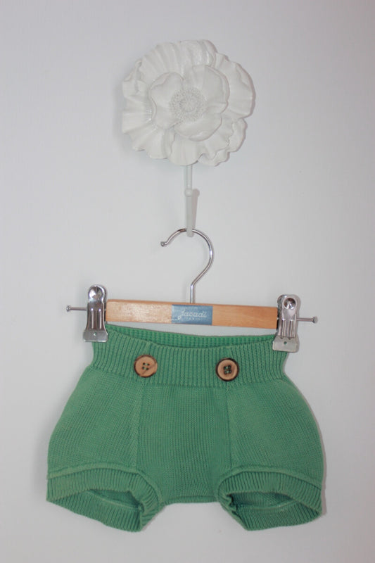 tweedehands katoenen groene gebreide korte broek in maat 62 voor een meisje van neck & neck