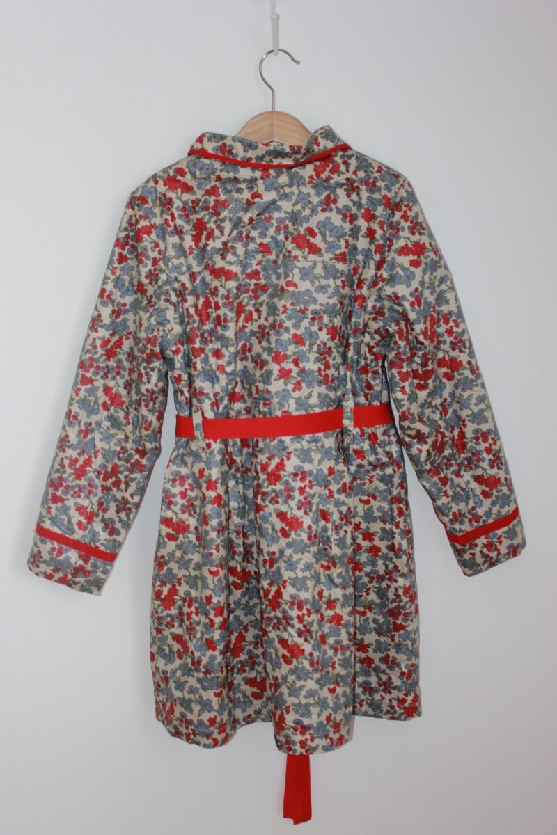 preloved gevoerde gebloemde regenjas in multicolour maat 128 voor een meisje van neck & neck