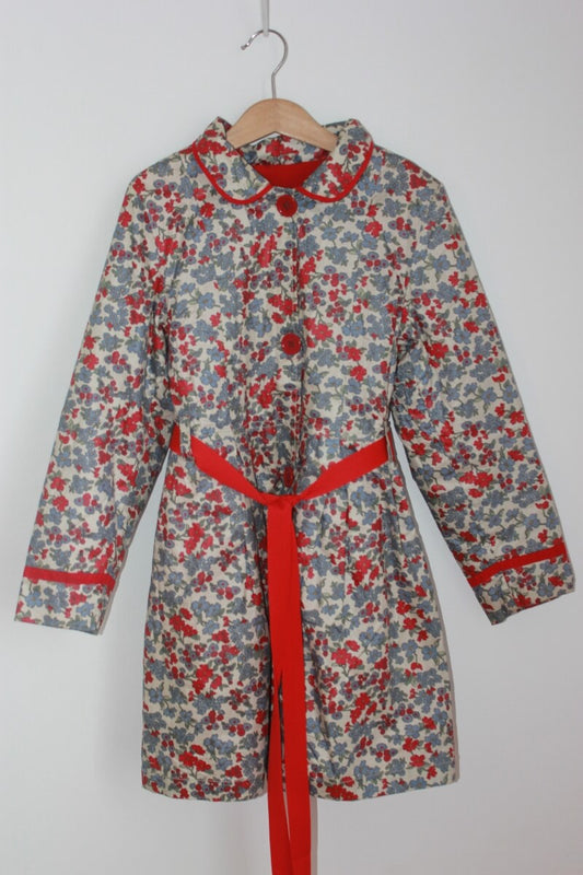 preloved gevoerde gebloemde regenjas in multicolour maat 128 voor een meisje van neck & neck
