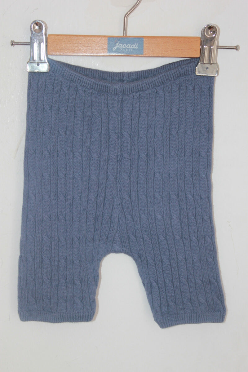 tweedehands unisex katoenen grijsblauwe korte gebreide broek in maat 68 van normandie