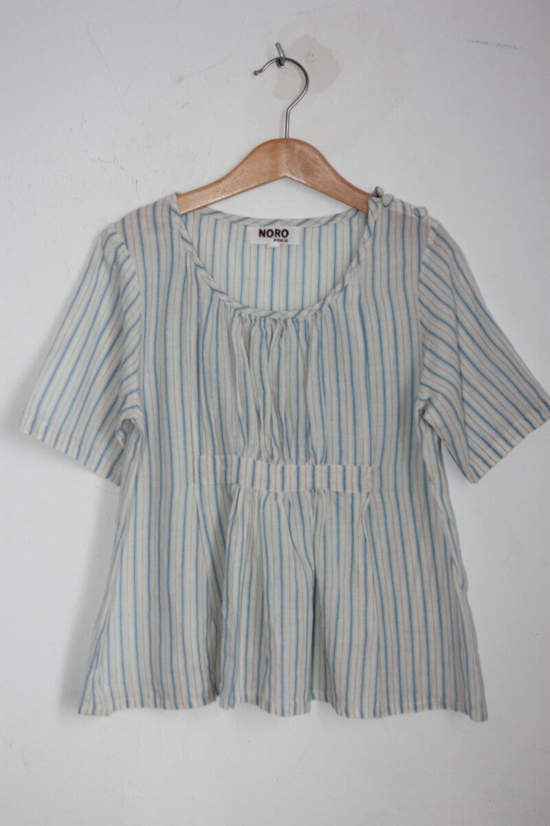 tweedehands zomerse gestreepte blouse in multicolour, met korte mouwen van noro, maat 140 voor een meisje