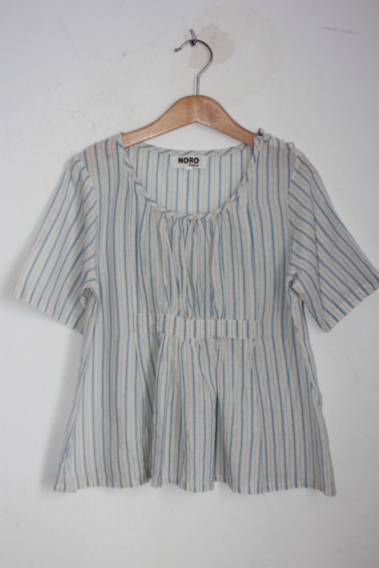 tweedehands zomerse gestreepte blouse in multicolour, met korte mouwen van noro, maat 140 voor een meisje