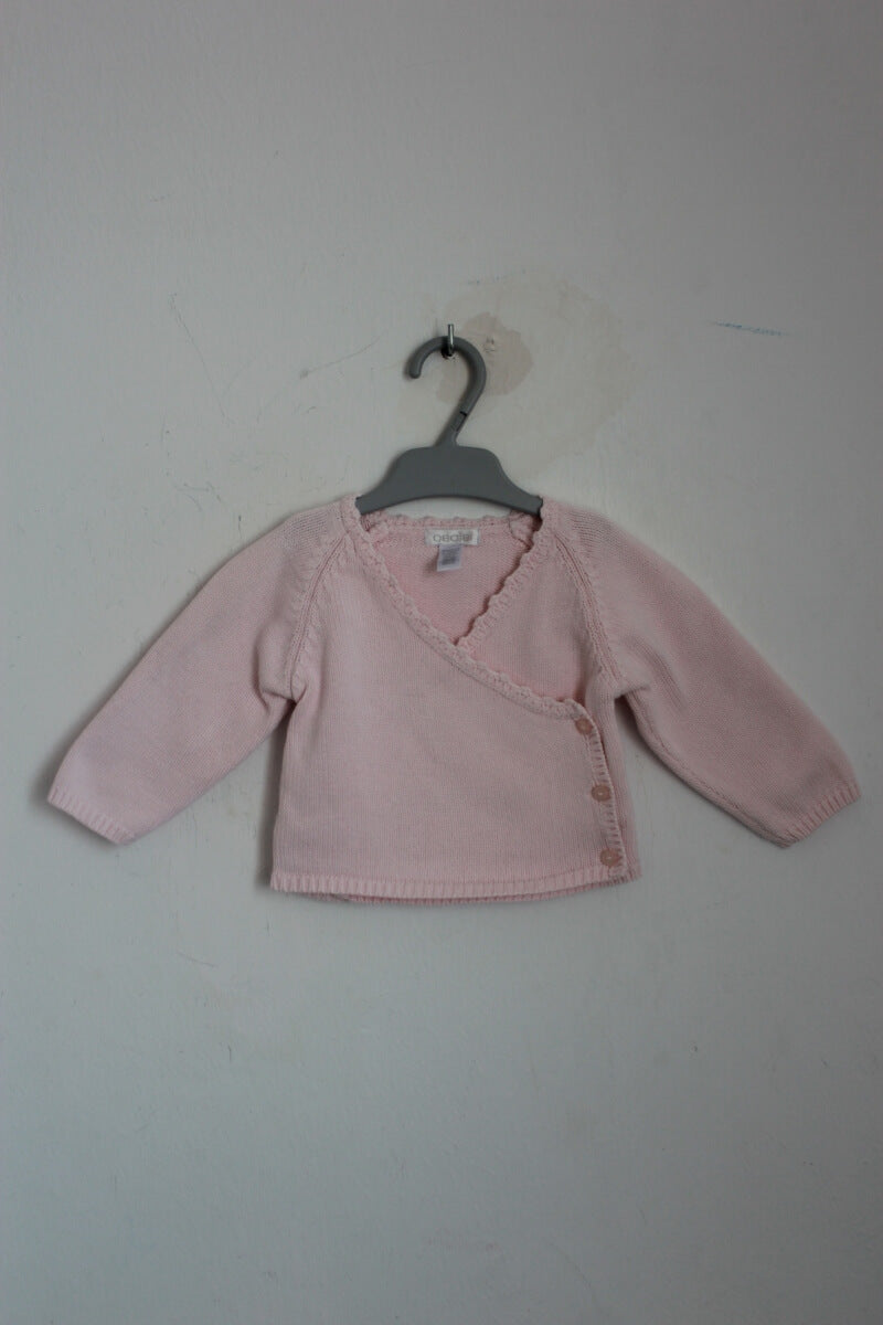 tweedehands katoenen roze overslagvestje in maat 62 voor een baby meisje van obaibi