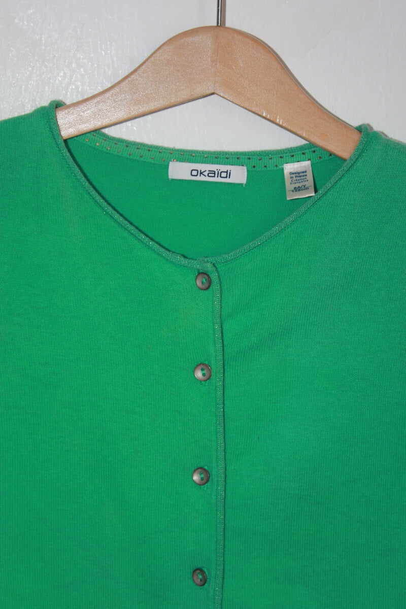 tweedehands groen vest in maat 128 voor een meisje van okaidi