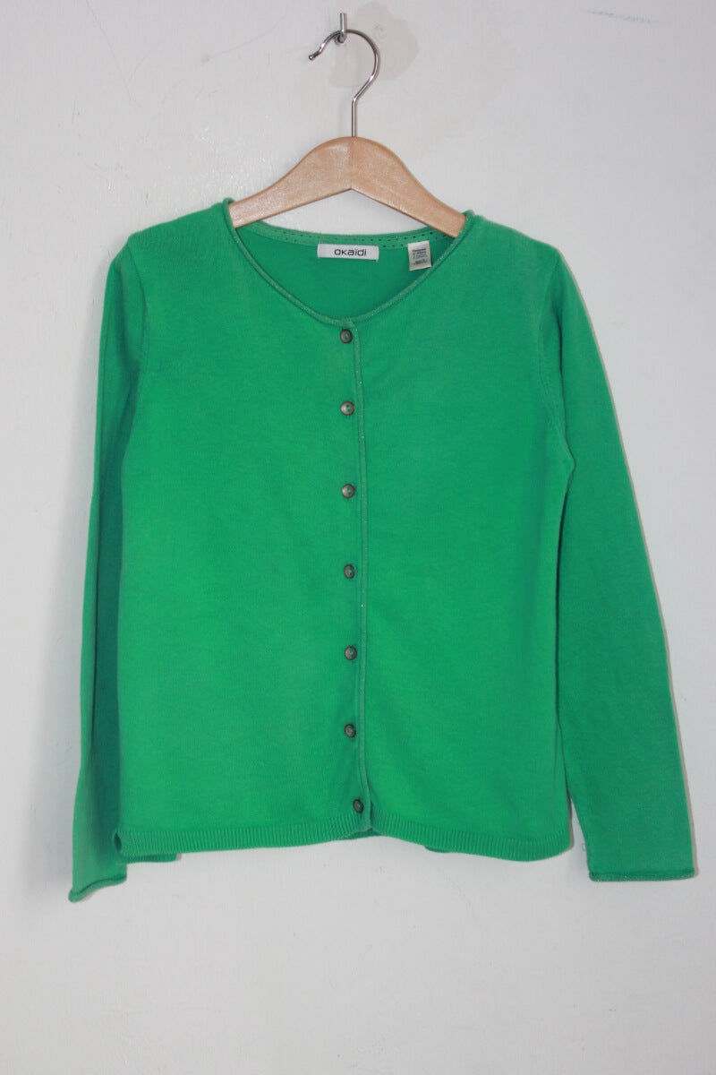 tweedehands groen vest in maat 128 voor een meisje van okaidi