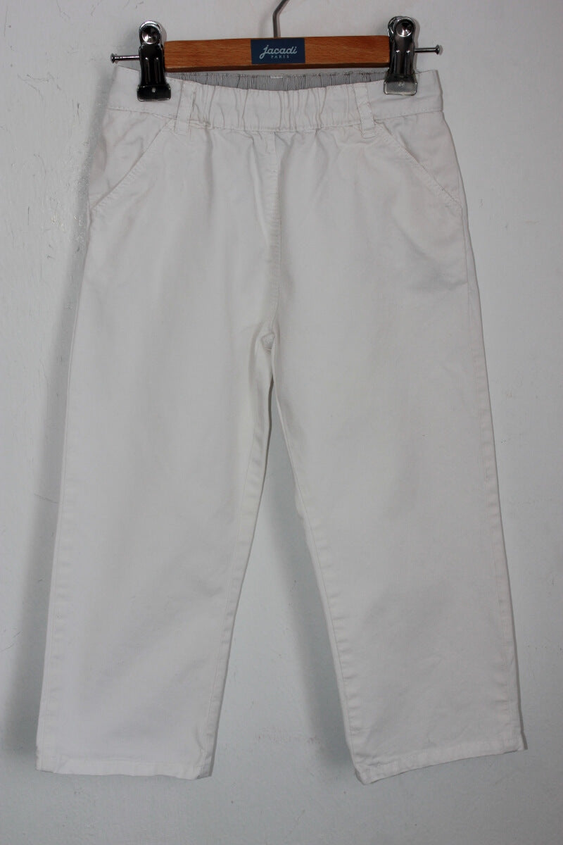 tweedehands unisex katoenen witte lange broek in maat 92-98 van petit bateau