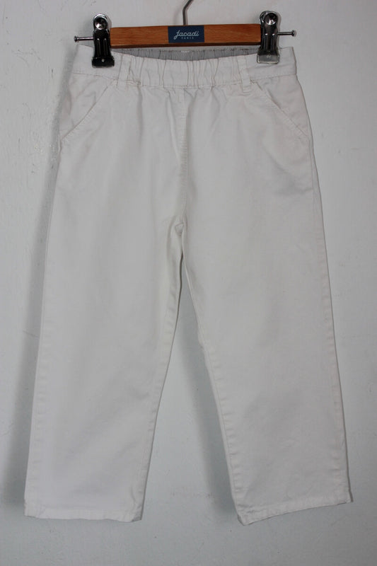 tweedehands unisex katoenen witte lange broek in maat 92-98 van petit bateau