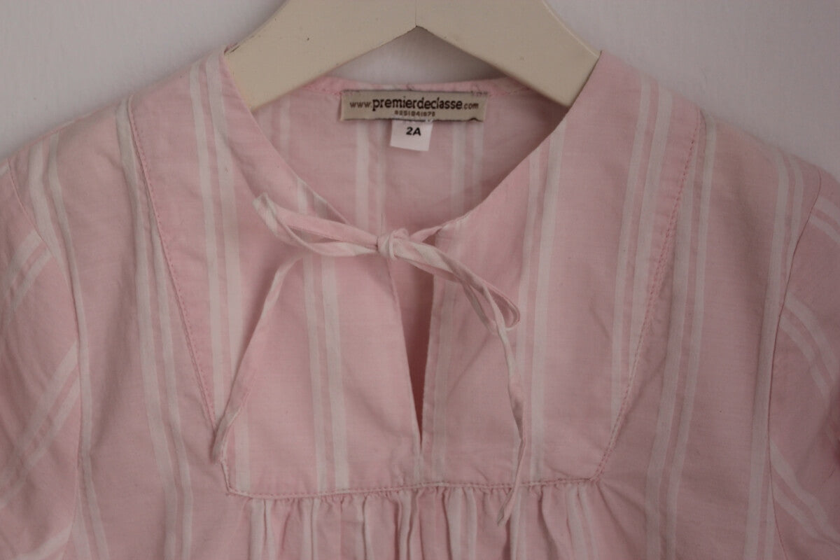 tweedehands katoenen roze en wit gestreept nachthemd met korte mouwen in maat 92 van premier de classe