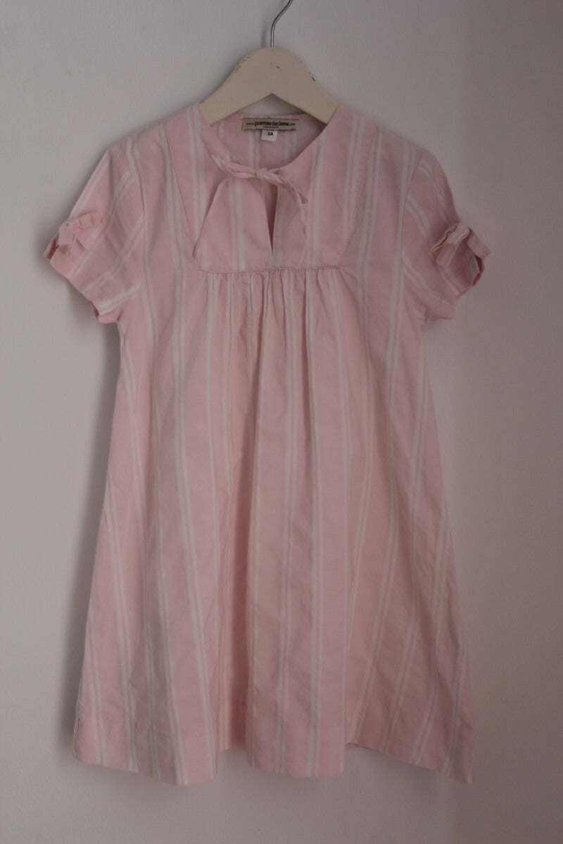 tweedehands katoenen roze en wit gestreept nachthemd met korte mouwen in maat 92 van premier de classe