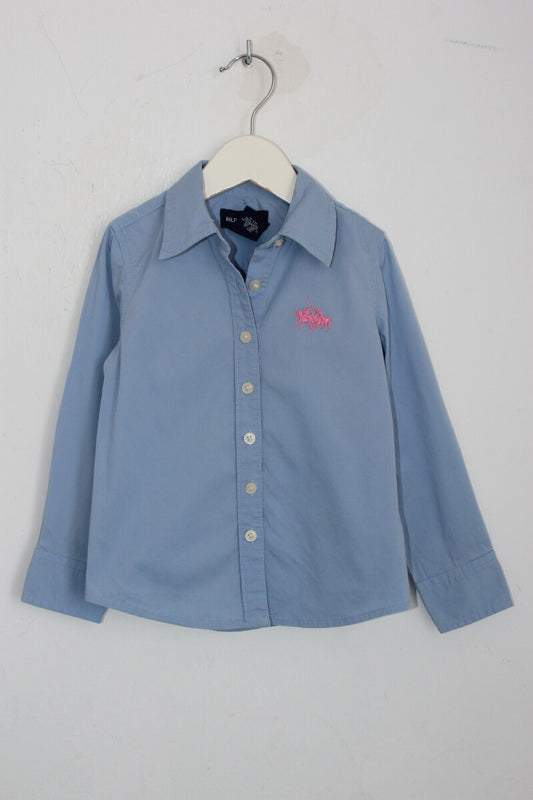 tweedehands lavendelblauwe blouse met lange mouwen in maat 98 voor een meisje van ralph lauren