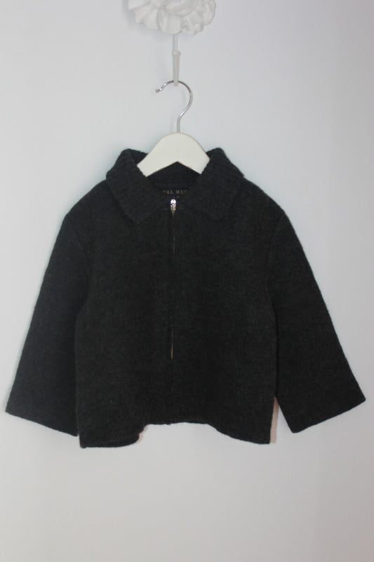 tweedehands unisex donkergrijze wollen jas in maat 92 van royal mer bretagne