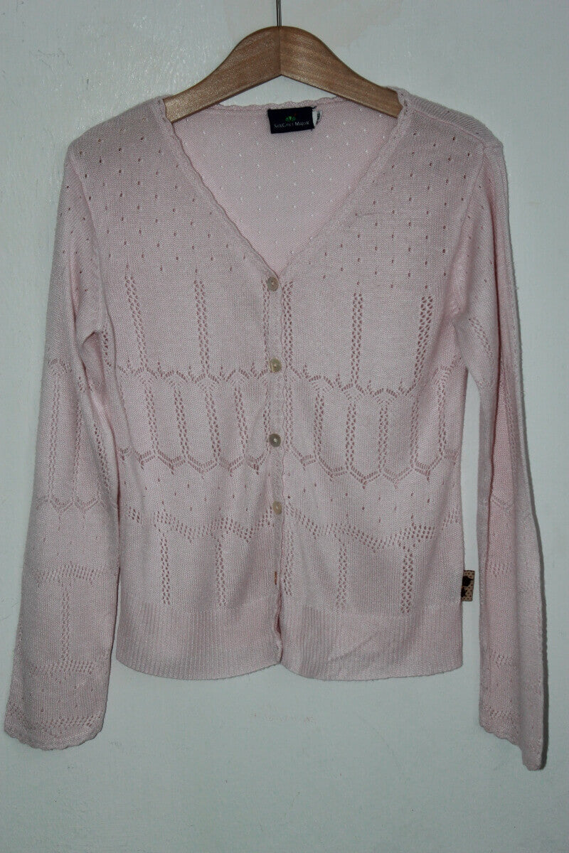 tweedehands zomers lichtroze ajour vest van sergent major in maat 116