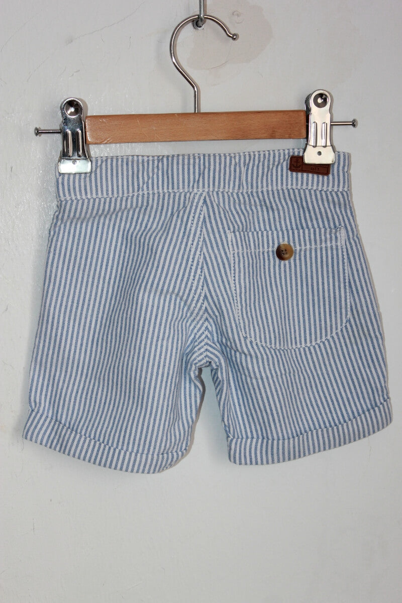 tweedehands blauw met wit gestreepte korte broek in maat 62-68 voor een baby jongen van sfera
