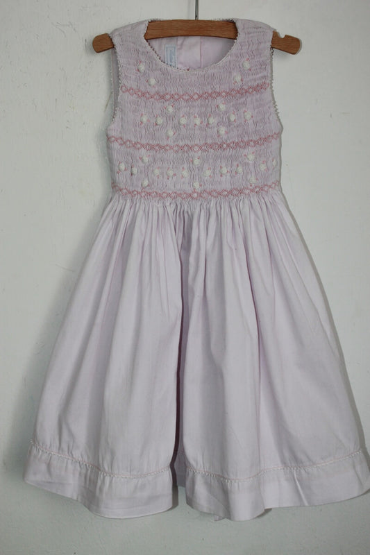 tweedehands katoenen mouwloze zomerse roze gesmockte jurk in maat 92-98 van tartine et chocolat