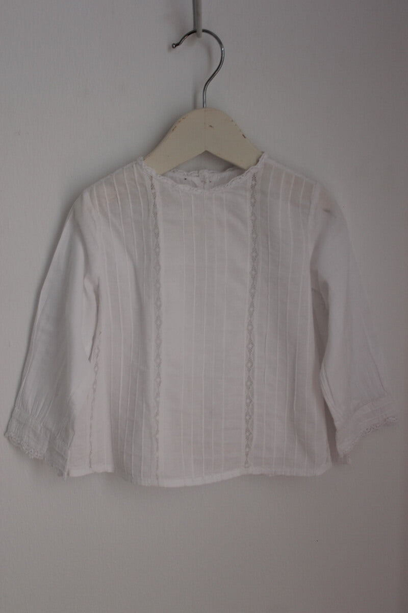 tweedehands katoenen witte blouse met lange mouwen in maat 74 voor een baby meisje van tendre a croquer