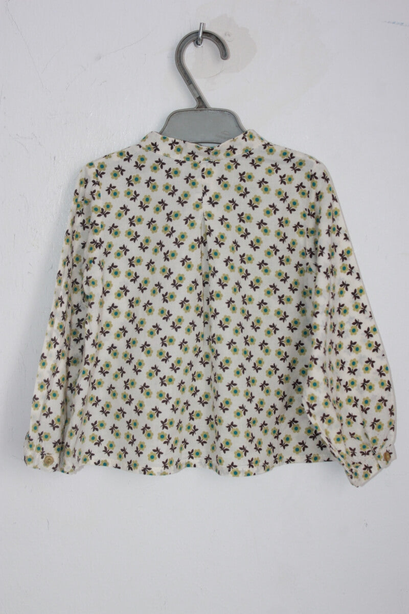 tweedehands katoenen gebloemde blouse in multicolour met lange mouwen in maat 74 voor een baby meisje van zara