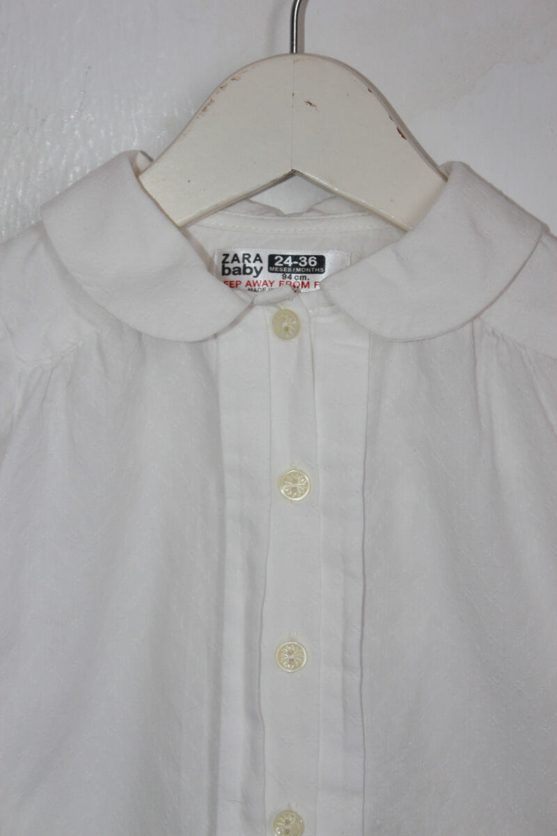 tweedehands katoenen creme blouse met lange mouwen in maat 92-98 voor een meisje van zara