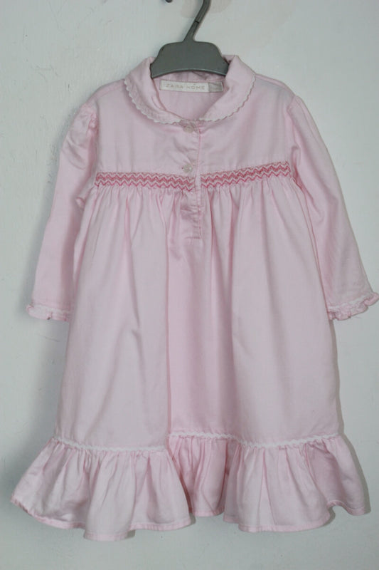 tweedehands katoenen roze nachthemd  met lange mouwen in maat 80 van zara home