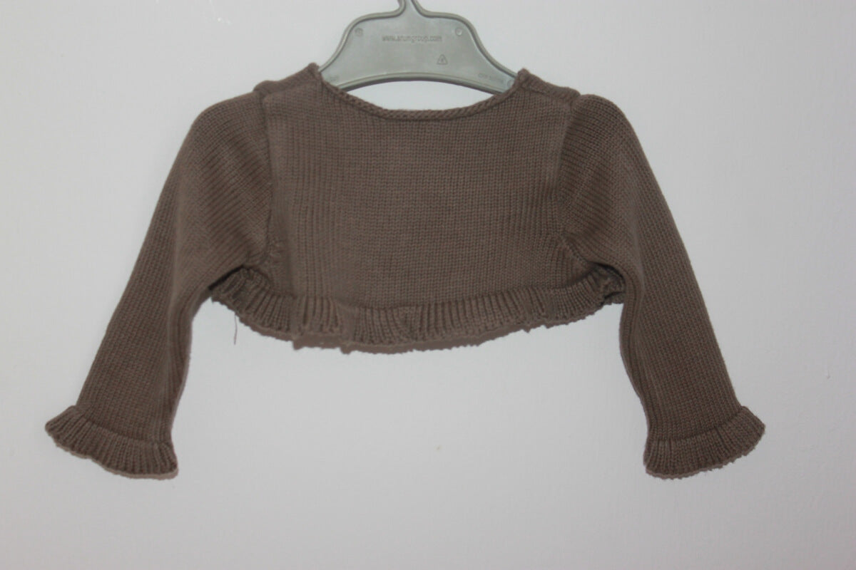 tweedehands katoenen kort taupe vestje in maat 56 voor een baby meisje van zara