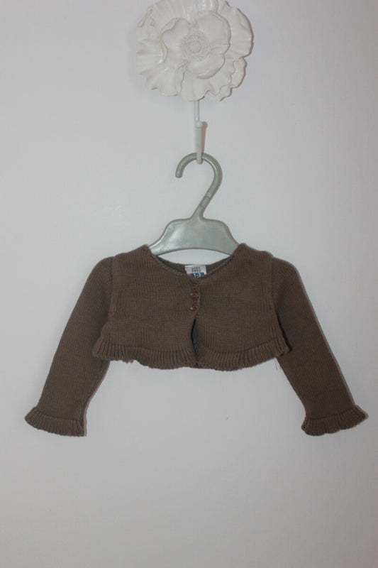 tweedehands katoenen kort taupe vestje in maat 56 voor een baby meisje van zara